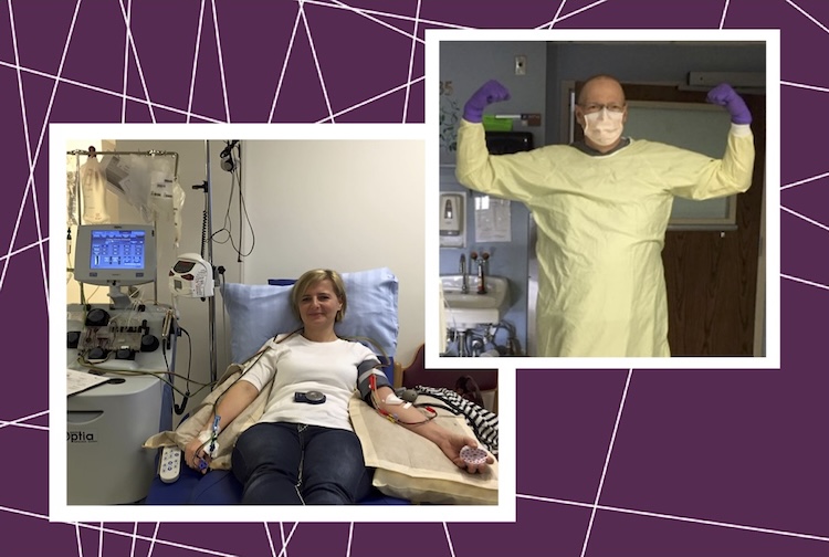 기부자와 수혜자의 별도 사진 2장