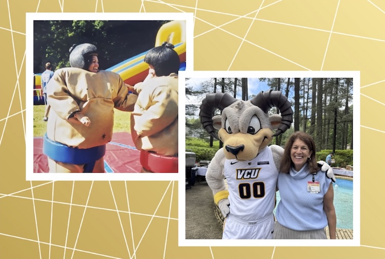 이벤트에서 폭파된 스모 의상을 입은 여성, 카지노사이트의 Rodney the Ram과 같은 여성