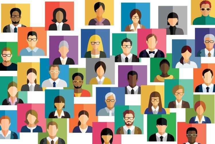 그림, 많은 사람, 다양한 인종, 민족