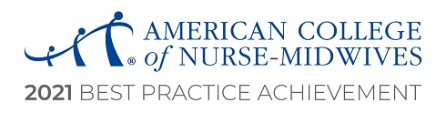 2021년 모범 사례 성과 American College of Nurse-Midwives 수상 로고