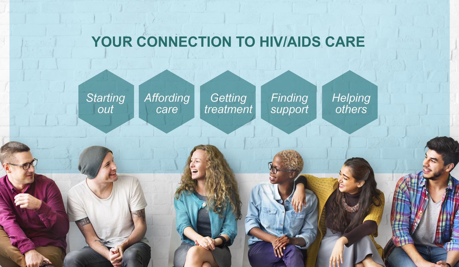 HIV/AIDS 카지노사이트에 대한 귀하의 연결이라는 단어 아래 벤치에 앉아 있는 사람들